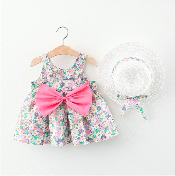 DRESS+TOPI ANAK [IMPOR] GAUN BAYI PESTA ANAK BAYI PEREMPUAN-DH10