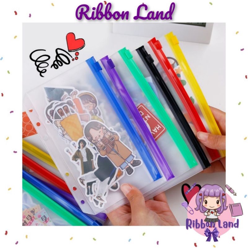 

Kantong Serbaguna Pouch Zipper Ziplock Warna A5 A6 Binder 6 Ring
