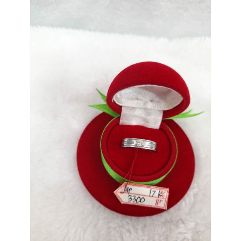 CP1467F317F cincin emas kawin bridal persegi permata emas putih asli berat 3.300 no 15 kadar 75% 750