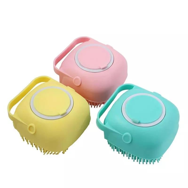 SIKAT MANDI sikat BADAN lembut / BATH BRUSH SOFT SILICONE container dispenser sabun Portable