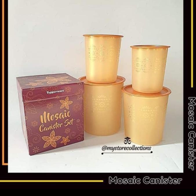 @#@#@#] TOPLES MOSAIC CANISTER GOLD SET @TUPPERWARE