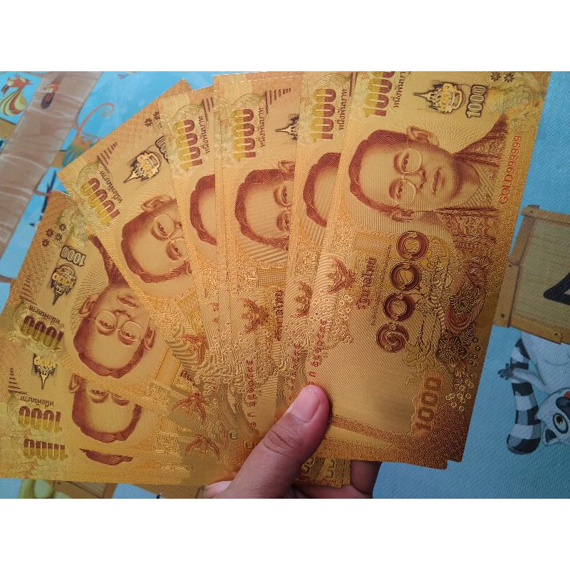 Uang Kuno Uang Thailand Gold Lapis Emas 1000 Baht