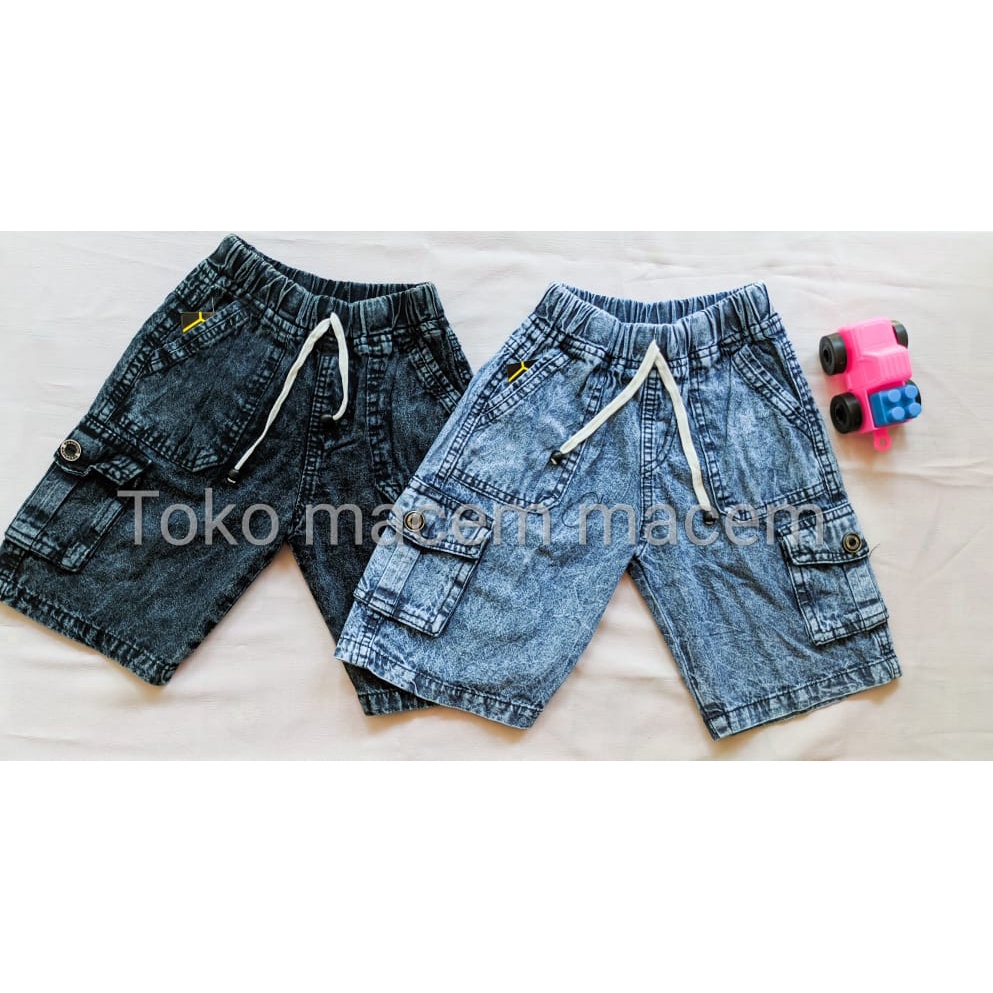 Celana Pendek Cargo Anak Bahan Jeans Icewash 1-8 tahun / celana pendek anak laki-laki / celana anak laki-laki  / celana jeans anak laki laki / jeans anak laki laki