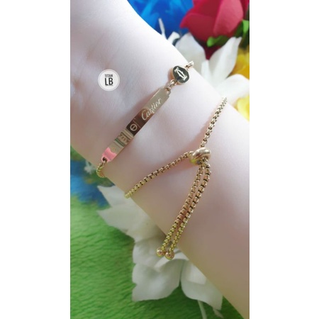 Gelang Serut Plat Gold Dengan Brand Trending Titanium N05112101