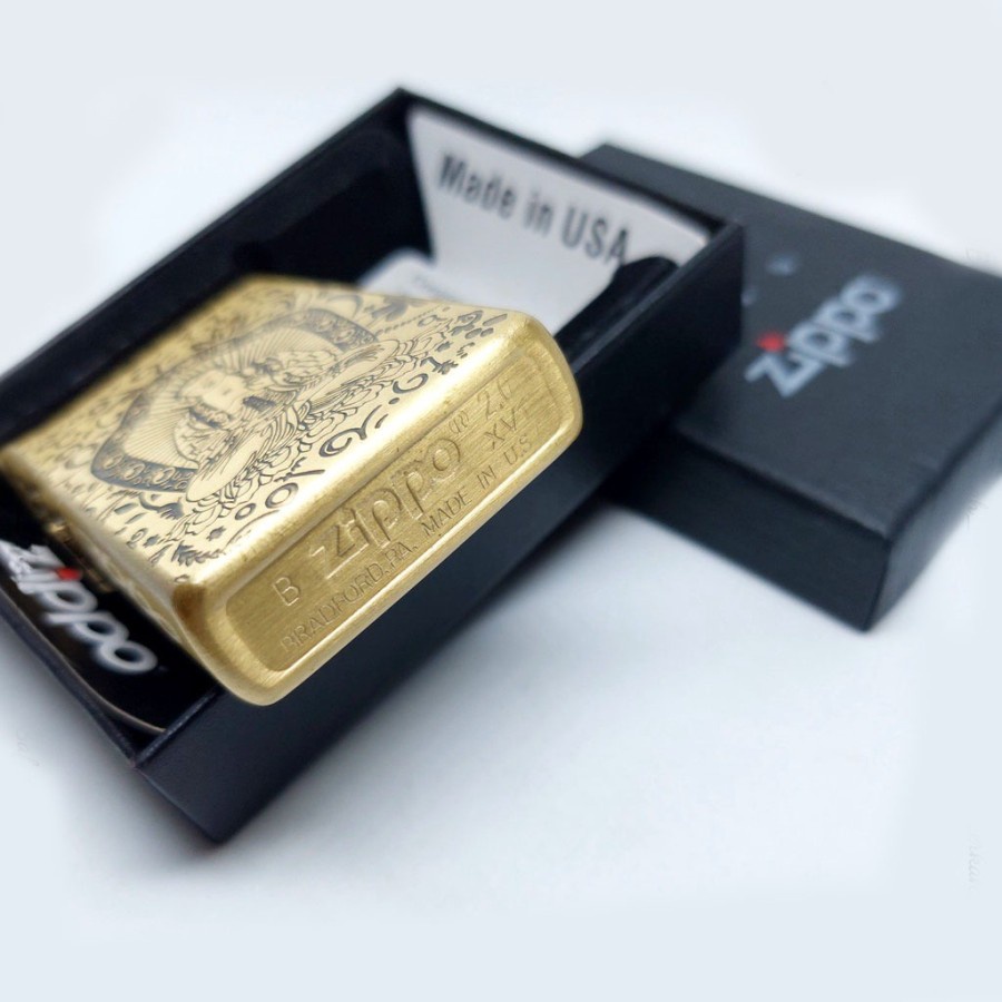 Korek Api Zippo Gold Classic Premium Buddha Grade Ori