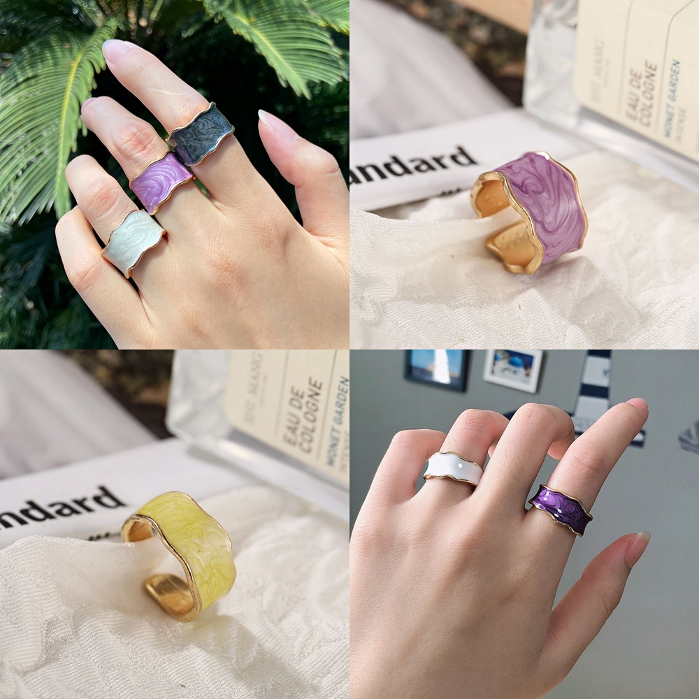 Retro Fashion Geometry Ring Elegant Adjustable Ripple Rings Simple Women Jewelry Accessories Gift