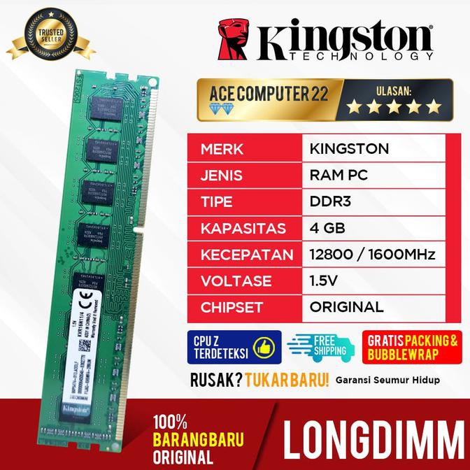 KINGSTON DDR3 4GB PC-12800 / PC-10600 - PC12800