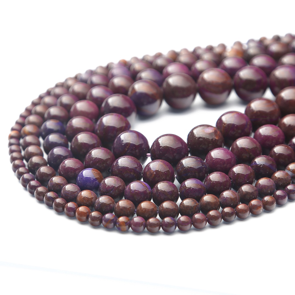 32-89 pcs Warna Aditif Alami Zijin Stone Beads, Diameter 4/6/8/10/12mm, Diameter lubang sekitar 1mm, untuk Membuat Perhiasan DIY