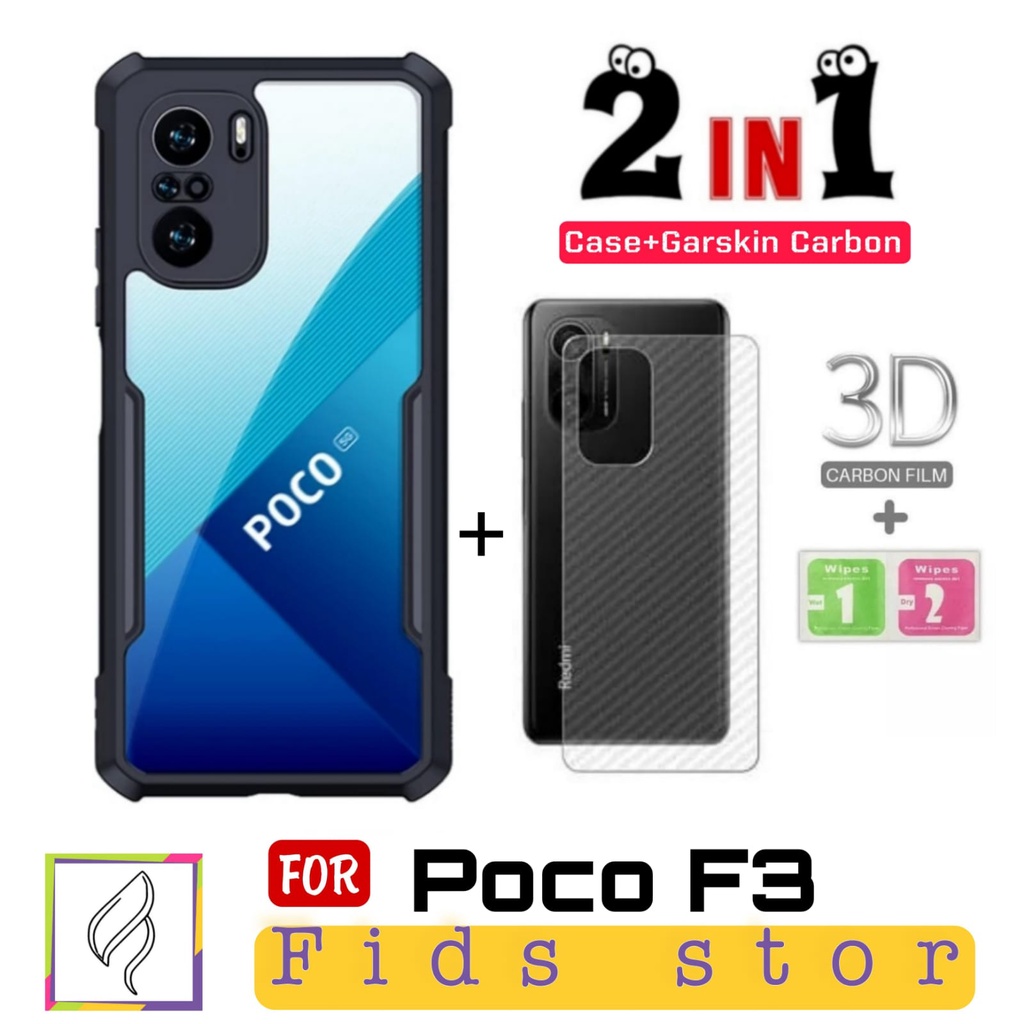 PROMO 2in1 Case XIAOMI POCO F3 Case Fusion Xundd ShockProof Transparan Free Garskin Carbon