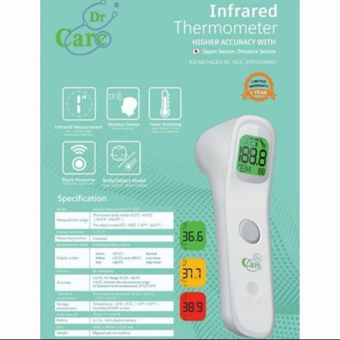 Laihoshope Termometer Infrared Dr Care Ft-100C/Dr Care Termometer