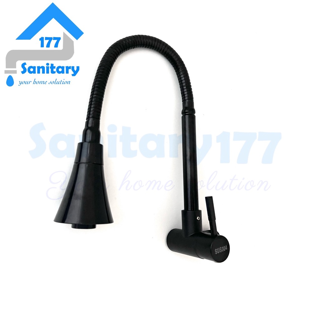 Kran air sink stainless 304 Fleksibel HITAM 04BBLA-keran air dapur wastafel black cuci piring tembok angsa flexible 2in1 tanam meja