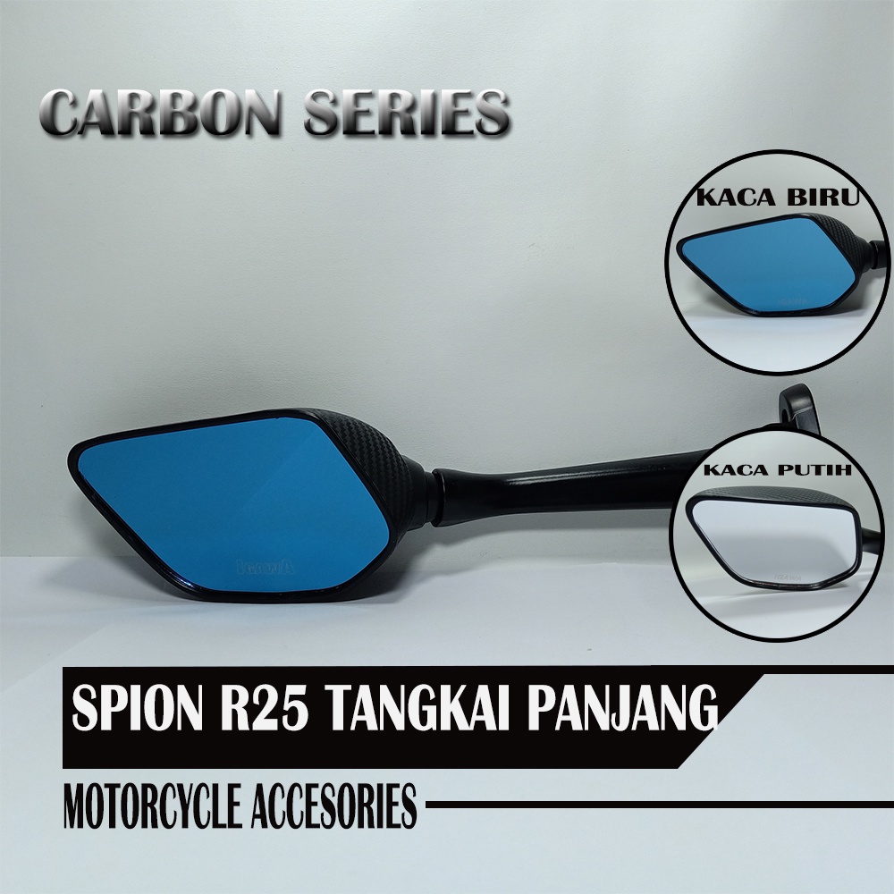 SPION R25 TANGKAI PANJANG IGAWA CARBON KACA BIRU NMAX LEXY NO BREKET KARBON motor motor