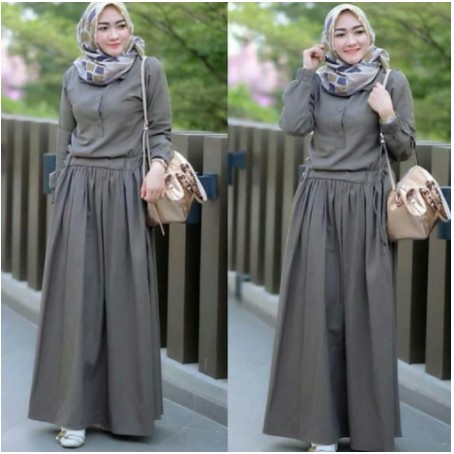 Baju Muslim Wanita Syar'i Terbaru Gamis Dewasa Modern Kekinian Lengan Panjang 2020 - Sadira Dress