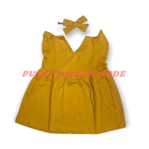 Dress Bayi Anak Katun Dress Anak BONUS Pita Bando newborn 0 - 12 bulan PGM DS02