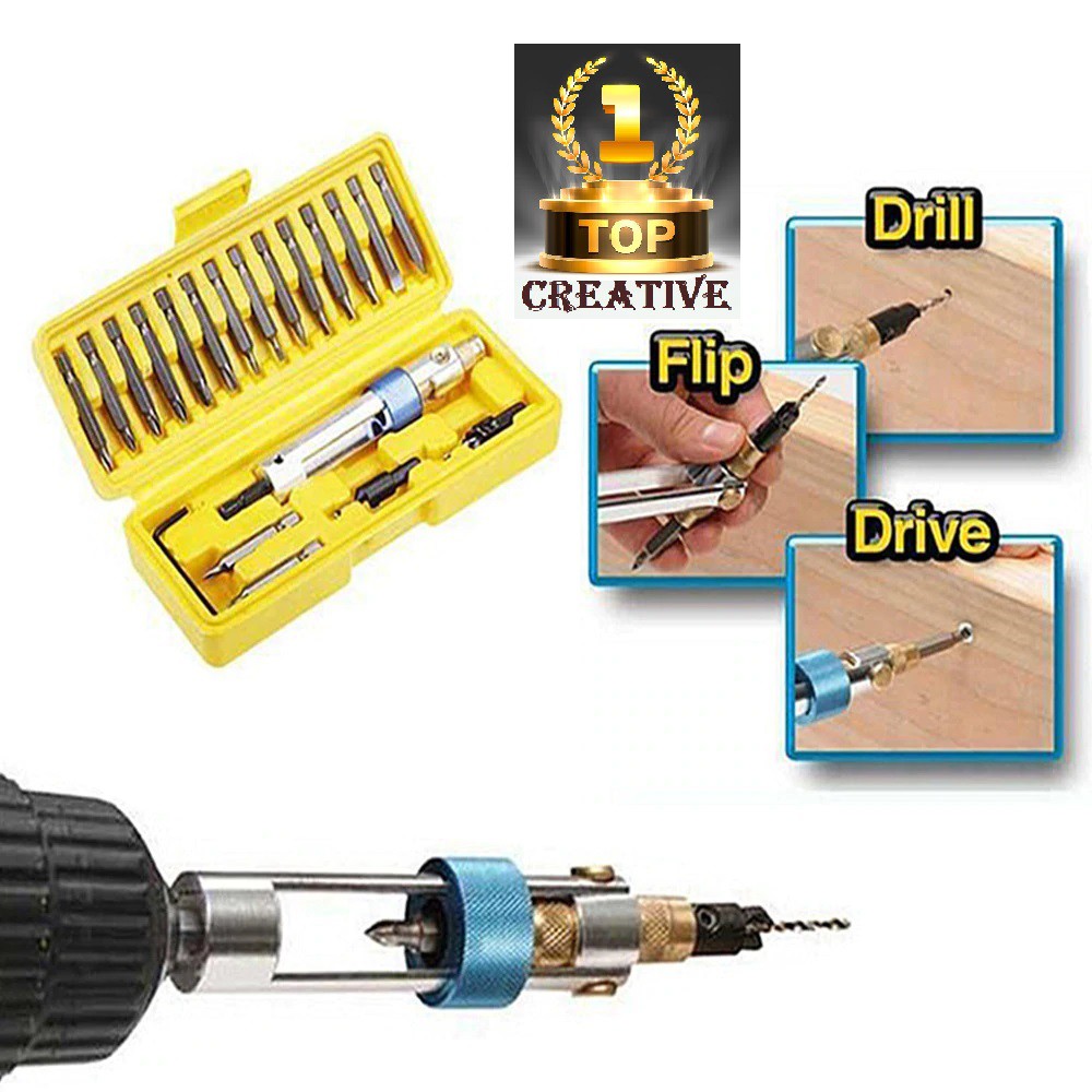 Half Time Drill Driver Multi Screwdriver 2 in 1 Drill Bit Set 20 pcs HSS Flip bor obeng set