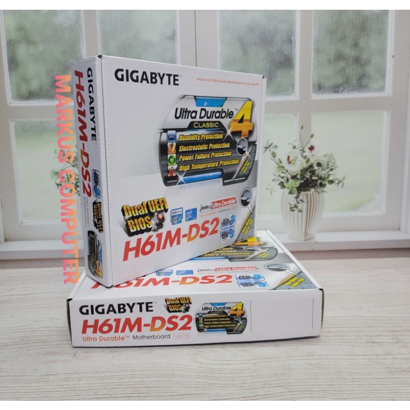 MOTHERBOARD GIGABYTE GA-H61M-DS2 SOCKET 1155 GARANSI DISTRIBUTOR 1 TAHUN/MOBO H61/MOBO SOCKET 1155/M