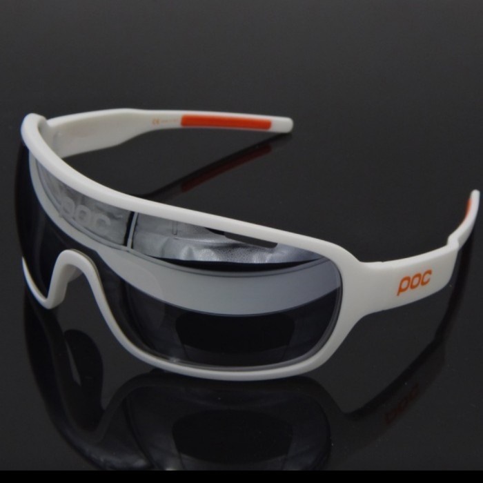 Kacamata Gowes New Poc Blade 4 Lensa + Frame Minus Keren Pria Wanita - Putih New