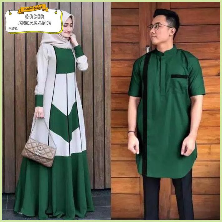 Sale Murah  Baju Gamis Wanita Muslim Couple army - hijau botol Termurah