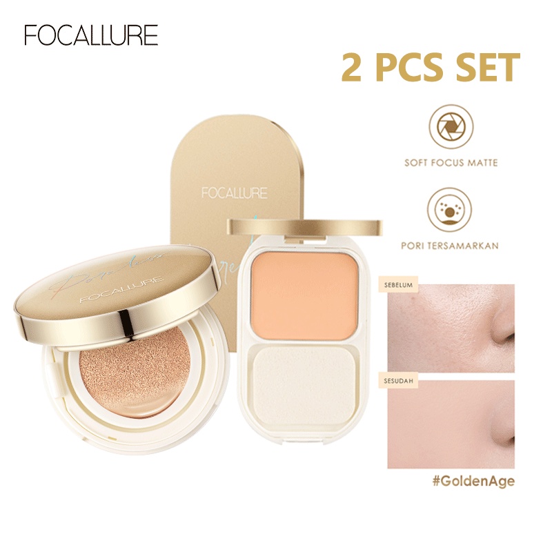 FOCALLURE #GoldenAge BB Cushion Full Coverage Poreless Foundation Waterproof Face Makeup