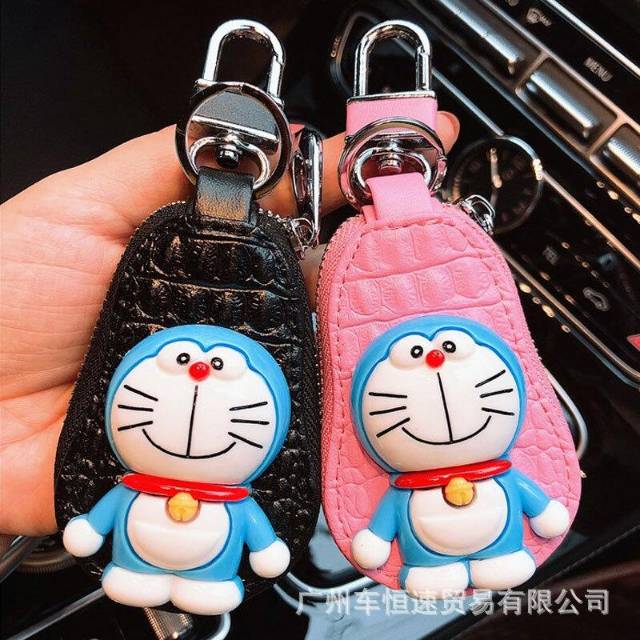 DOMPET KUNCI OVAL MOBIL STNK DORAEMON HELLO KITTY SANRIO FUJIKO FUJIO BAHAN KULIT SINTETIS PREMIUM