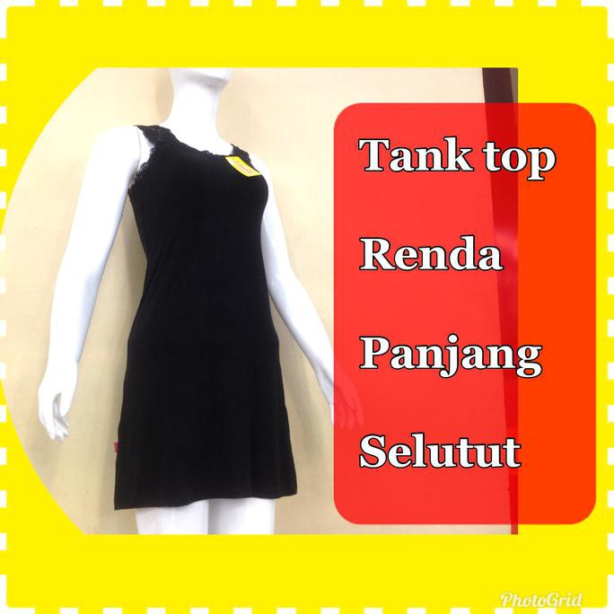 BARU Singlet Panjang Renda | Tank Top Tunik Renda | Tunik Renda