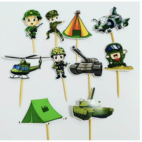 Tentara Army Cute Topper Cupcake Ulang Tahun / Hiasan Kue Cupcake Birthday