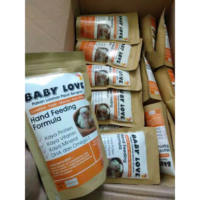 Baby Love Formula Hand Feeding Lolohan Nutrisi Pakan Burung Love Bird Kenari Parkit Piyik