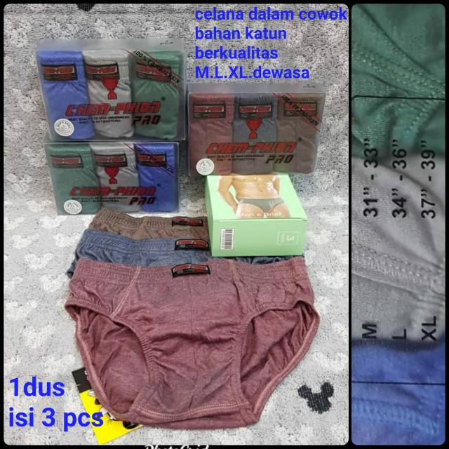 Meygrosir celana dalam pria katun m,l,xl warna random