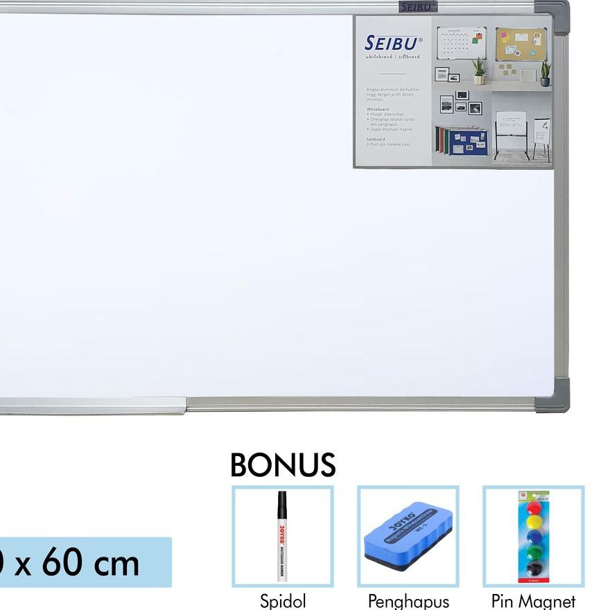 

Paling Laris Papan Tulis Whiteboard / White Board Gantung Magnet Single Face Seibu 40 x 60 cm >>