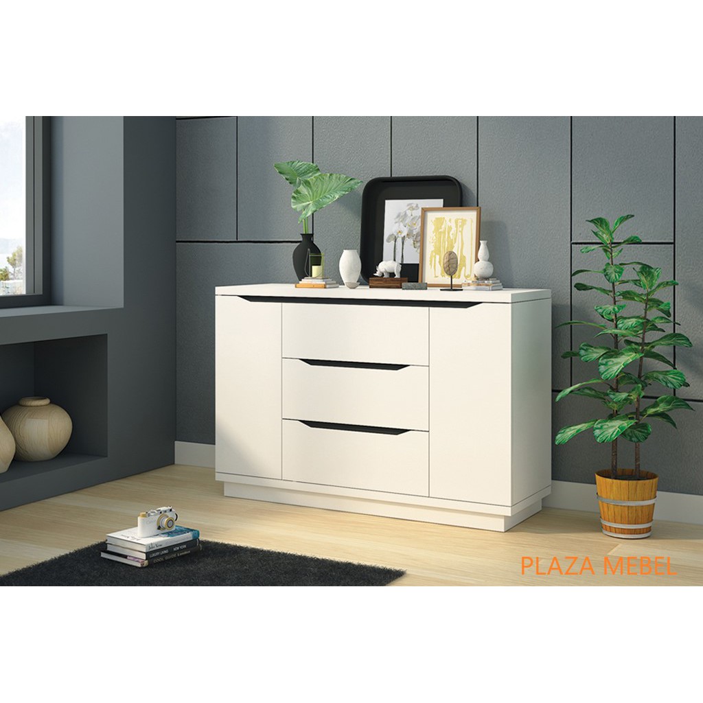 Buffet Pendek Crendenza Putih Glossy CR013 Uk. 120 Sideboard Cabinet Siantano