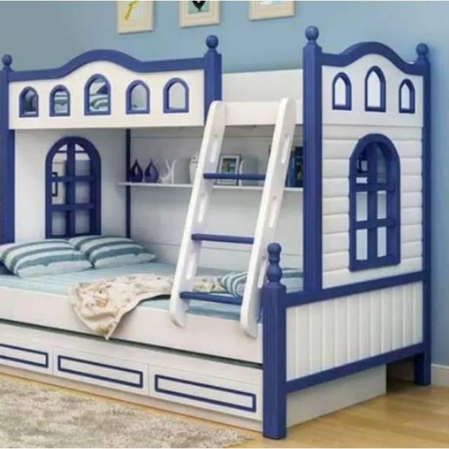 Tempat tidur tingkat anak tanpa tangga laci | Shopee Indonesia