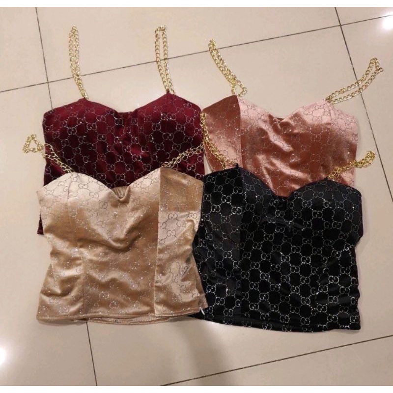 top sexy bahan vekvet rantai tali