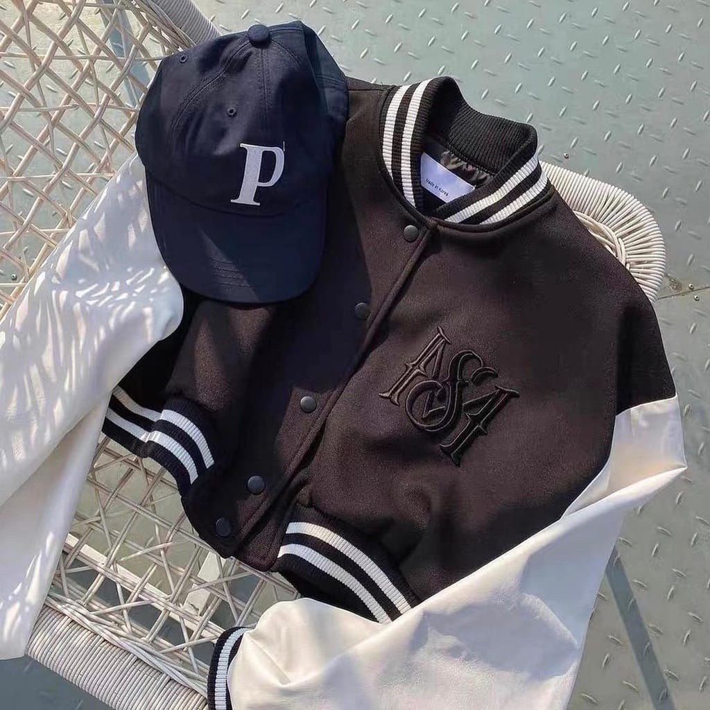 Jaket Varsity Baseball Crop Wanita Korea Termurah-3