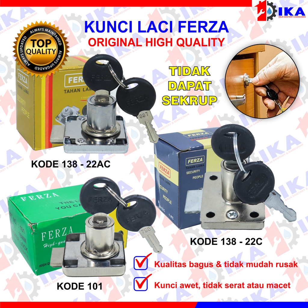 Kunci Laci Lemari Meja Ferza 138-22mm Kopong (E5110) Kunci Loker Lemari  / Laci  138 22 mm Camlock Besi Plat