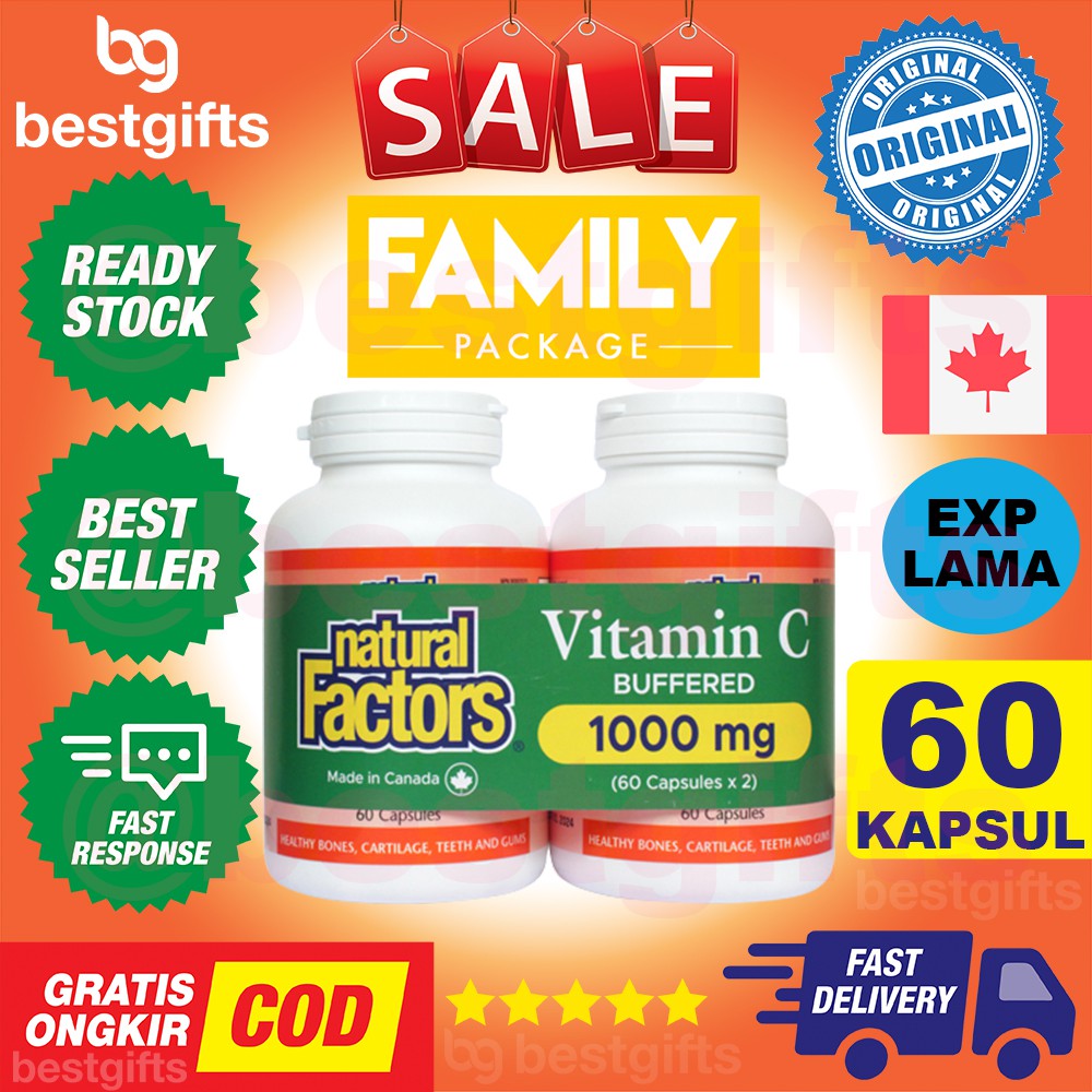 NATURAL FACTORS VITAMIN C BUFFERED 1000 MG 60 KAPSUL ANTIOKSIDAN DAYA TAHAN TUBUH BUY 1 GET 1 FREE