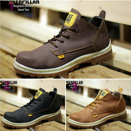 SEPATU PRIA BOOTS MERK CATERPILLAR MIDLLE SAFETY UJUNG BESI SEPATU TRACKING-HIKINNG-TRAVELING ASLI