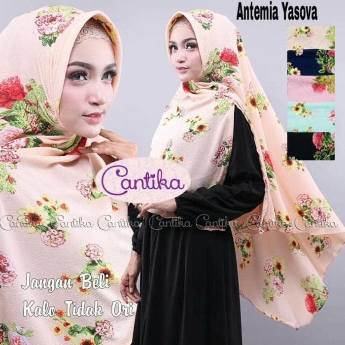 Promo KHIMAR ANTEM BUNGA. JILBAB CANTIKA. KERUDUNG PAD. HIJAB SYARI MOTIF
