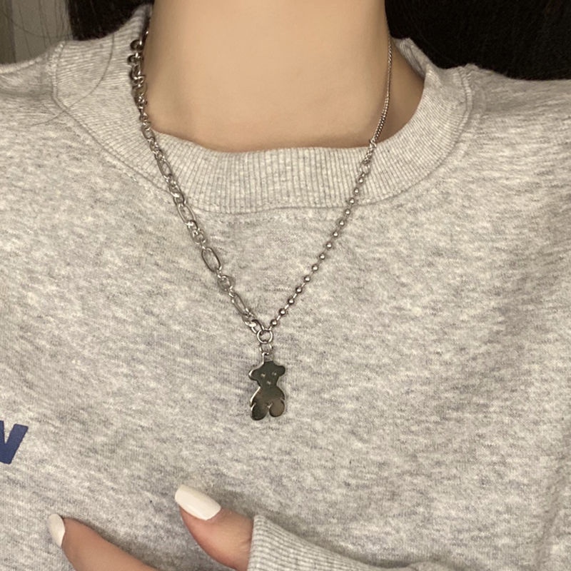 Twin hip hop beruang kalung wanita sweater chain Panjang Tahun Baru trendi sweater chain aksesoris k