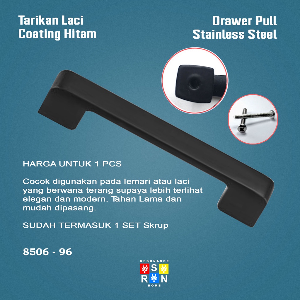 Tarikan Laci Coating Hitam 8510 / Handle Gagang Pintu Laci Lemari Resonance Home