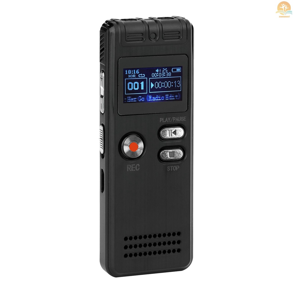 8GB Digital Voice Recorder Voice Activated Recorder MP3 Player 1536Kbps HD Recording Noise Reduction Dual Microphone with OTG Function 8GB Capacity 24 Languages Support Recording Monitoring/Telephone Recording for Meeting Lecture Interview Class