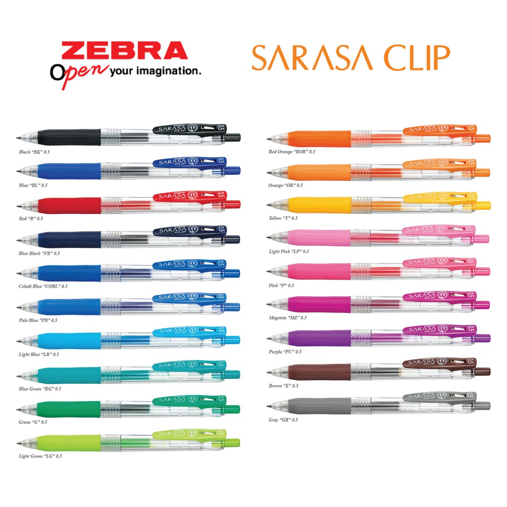 

Zebra Sarasa Clip Gel Ink Pen + Refill / Pena Tulis Tinta Gel + Isi Ulang Pena