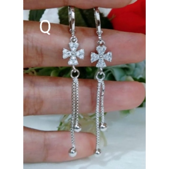 NP87. Anting xuping wanita lapis emas putih silver dgn mata zircon model jurai