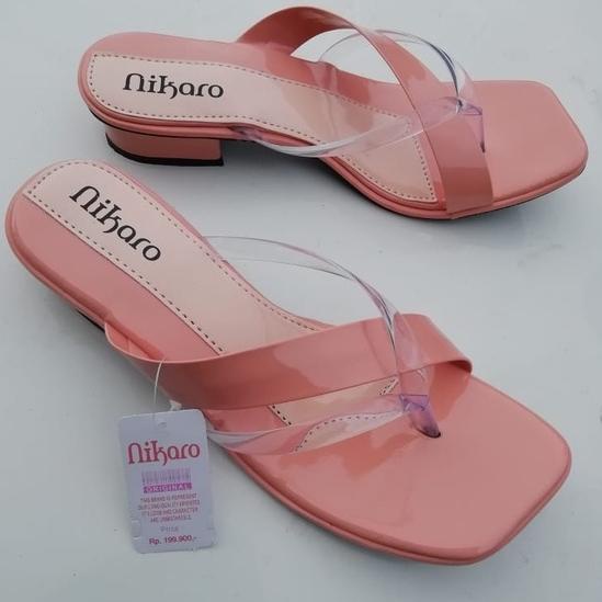 "SKM.01Jl22ᴺ" Sandal Wanita Heels Model| Sandal Wanita Hak Tahu 3 cm | Sandal Wanita Heels Kaca