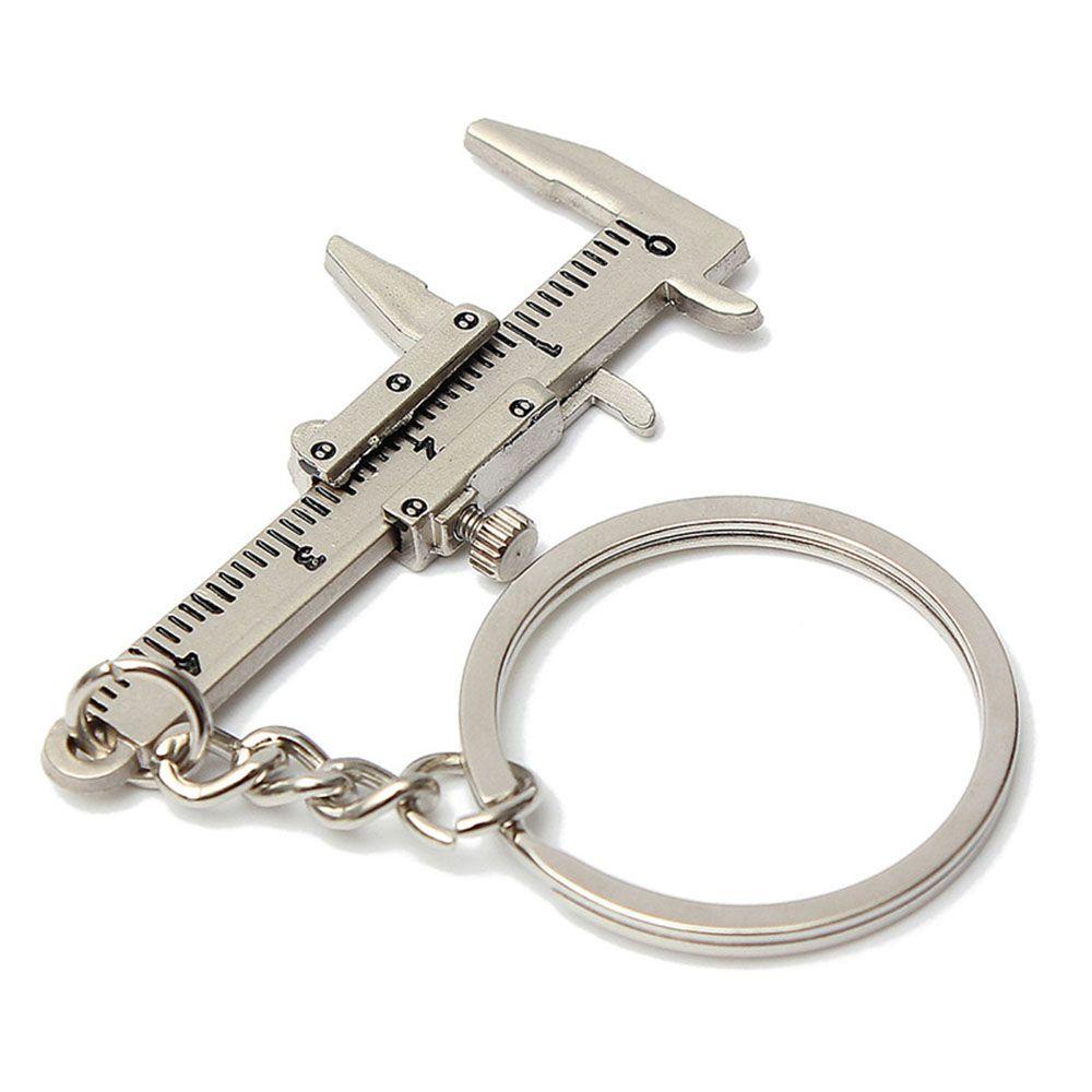 Needway Vernier Caliper Key Chain Fashion Klasik Perak Hadiah Ulang Tahun Liontin Penggaris Model Perhiasan Tempat Kunci