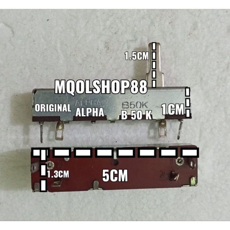 POTENSIO SLIDE GESER BESI B50K B 50K 50 K B503 503 MONO VARIABLE ALPHA ORIGINAL ASLI