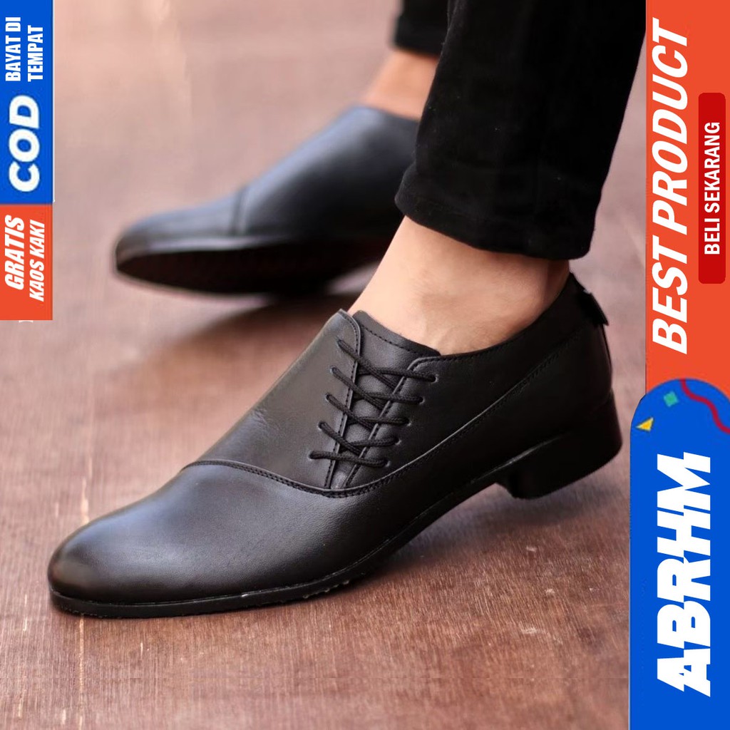 ABRHM-MEGAN Sepatu Formal Pria Sepatu Pantofel Kulit Asli Sepatu Pria Casual Sepatu Kasual Oxford Kerja Kantor Kuliah Kondangan Gaya Keren Kekinian Original Murah Terlaris