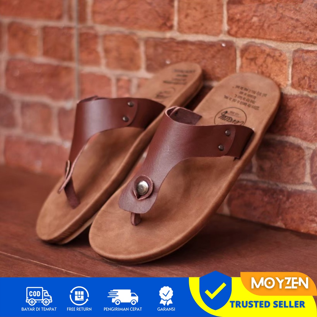 Sandal Kulit Pria Kekinian Cevany Clover Sendal Jepit Casual