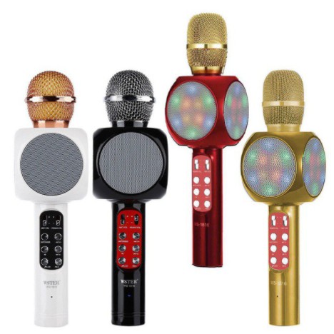 WS-1816 Mic Wireless Bluetooth Karaoke LED RGB / WS1816 Microphone Speaker KTV Efek USB Player