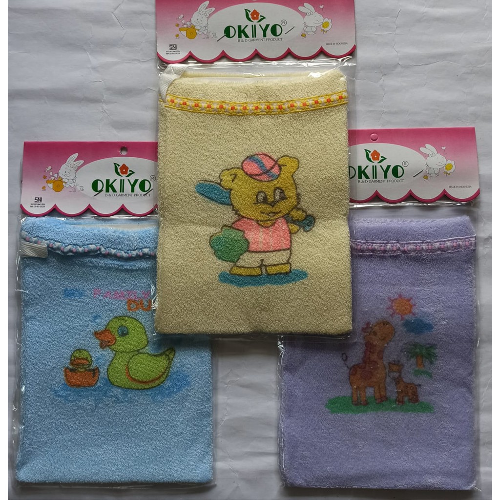 Okiyo ~ 3 Pcs Washlap Bayi, Perlengkapan Mandi Bayi Tanpa Jempol (One size)