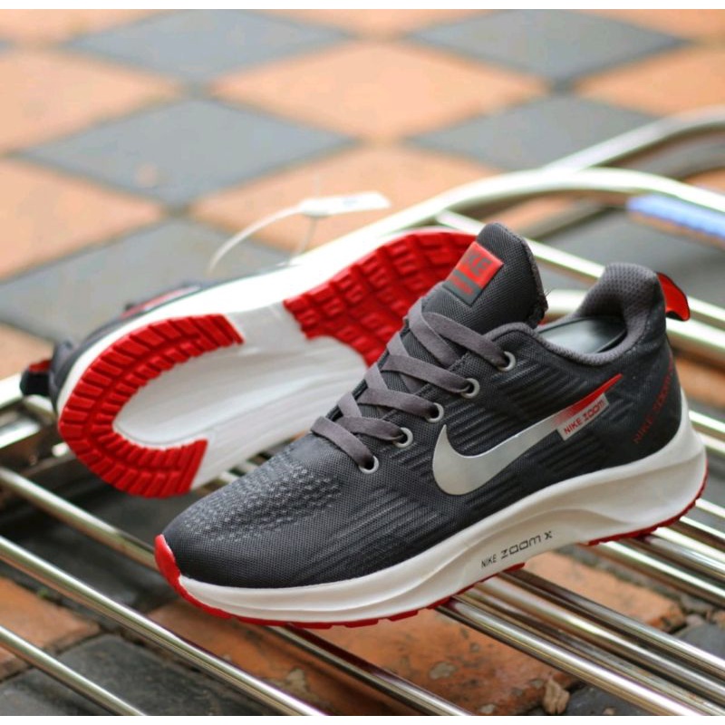 100% PREMIUM SNEAKERS  NIKE ZOOM RUNNING PEGASUS TURBO 35 REACT SPORT MEN ABU GREY MERAH RED QUALITY.